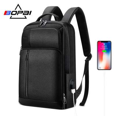 2020 hot selling new genuine leather antirrobo anti theft business back pack laptop bag usb expandable notebook backpack travel