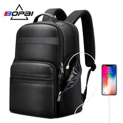 fashion laptop backpack usb charging design travel top layer cow leather back pack