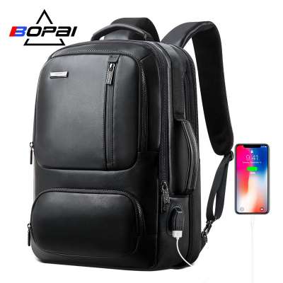 wholesale real cow leather business multifunctional rucksack laptop bags anti-theft travel backpack with usb charging port